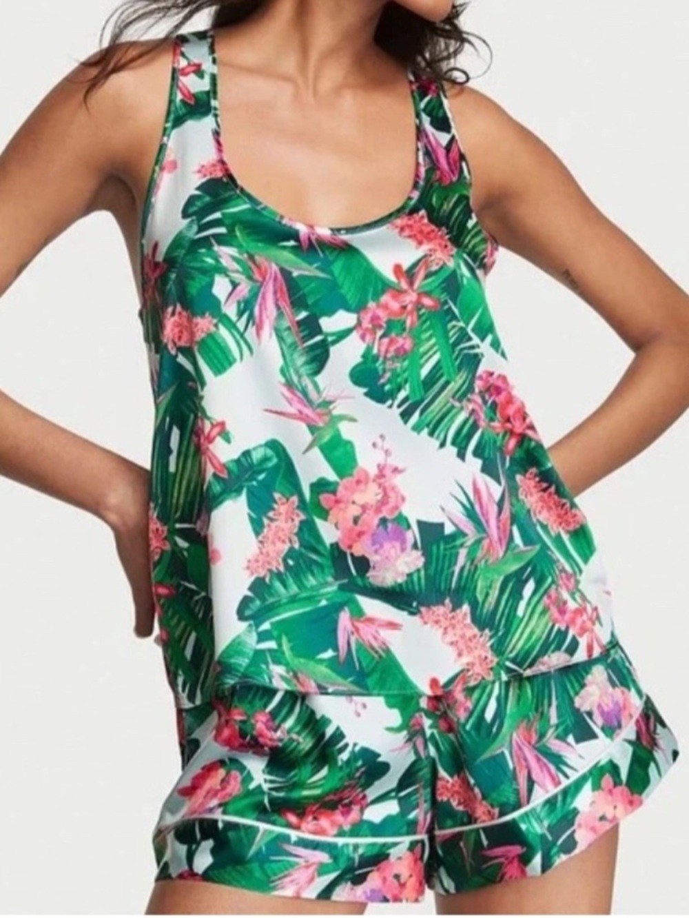 Victoria’s Secret Tropical Print Racerback Tank Pajama Set